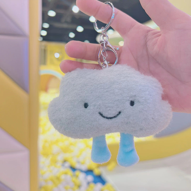Wholesale Celebrity Cute Cloud Keychain Pendant Girl's Heart Little White Cloud Doll Backpack Couple Hanging Plush Play